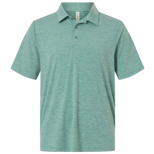 Team 365 Men's Sport Forest Heather/White Relay Heathered Stripe Polo
