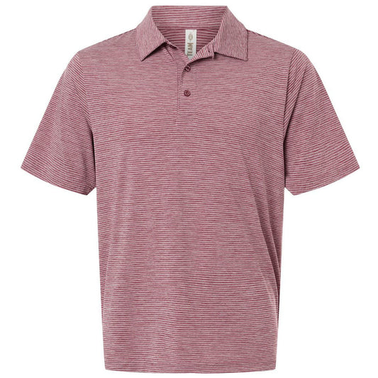 Team 365 Men's Sport Maroon Heather/White Relay Heathered Stripe Polo