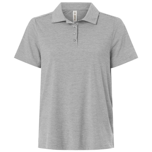 Team 365 Women's Athletic Heather/White Relay Heathered Stripe Polo