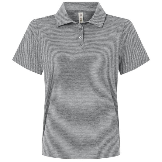 Team 365 Women's Black Heather/White Relay Heathered Stripe Polo