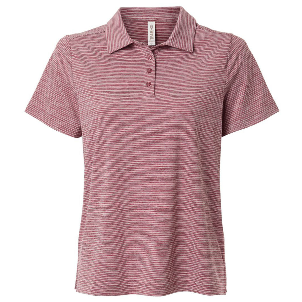 Team 365 Women's Sport Maroon Heather/White Relay Heathered Stripe Polo