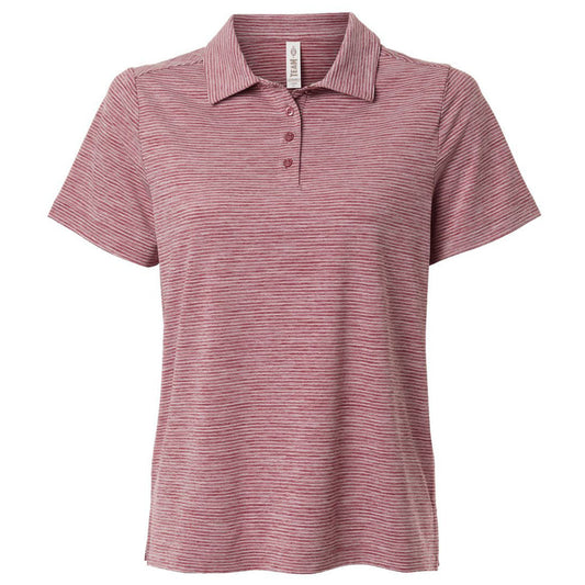 Team 365 Women's Sport Maroon Heather/White Relay Heathered Stripe Polo