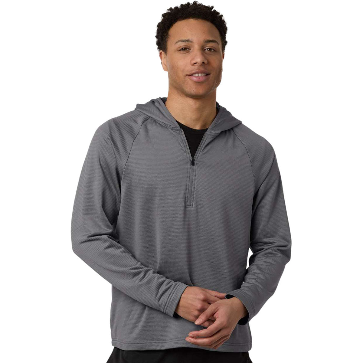 Team 365 Men's Sport Graphite Qualify Quarter-Zip Hooded Pullover