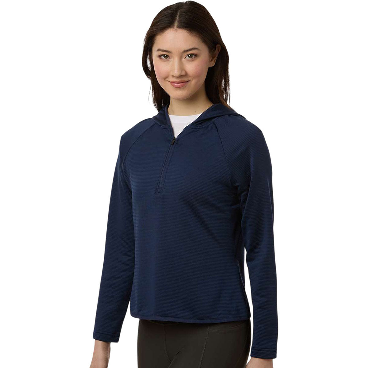 Team 365 Women's Sport Dark Navy Qualify Quarter-Zip Hooded Pullover