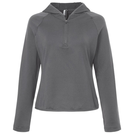 Team 365 Women's Sport Graphite Qualify Quarter-Zip Hooded Pullover