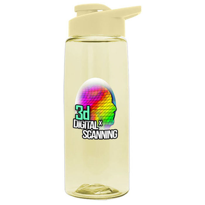 Garyline Transparent Pastel Yellow Flair Tritan Bottle with Drink-Thru Lid - 26 oz.