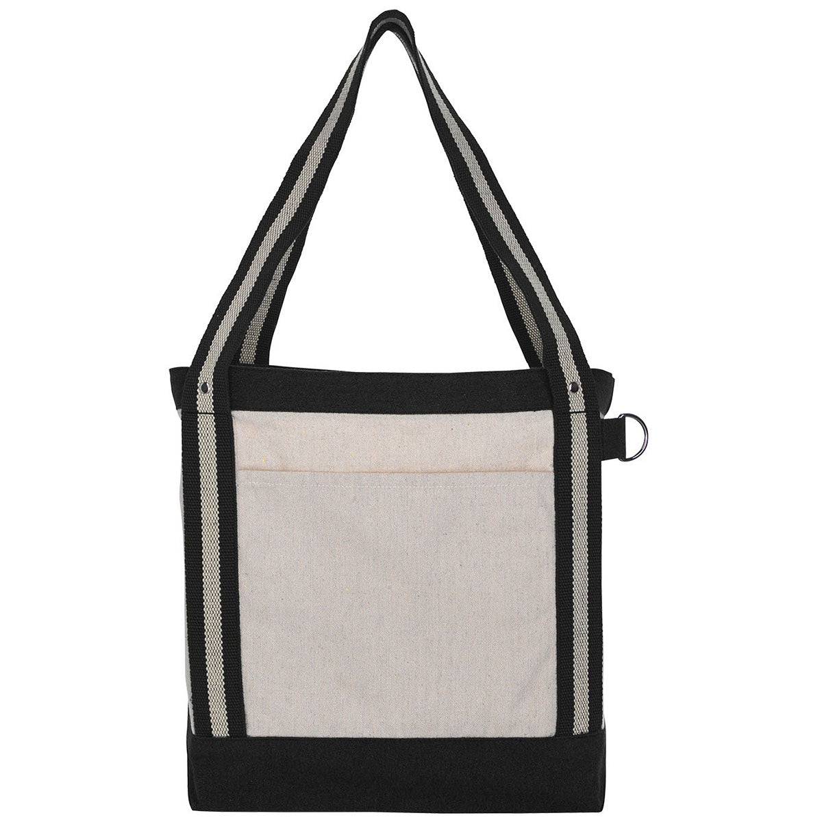 Koozie Group Black V Natural Striped Recycled Cotton Tote