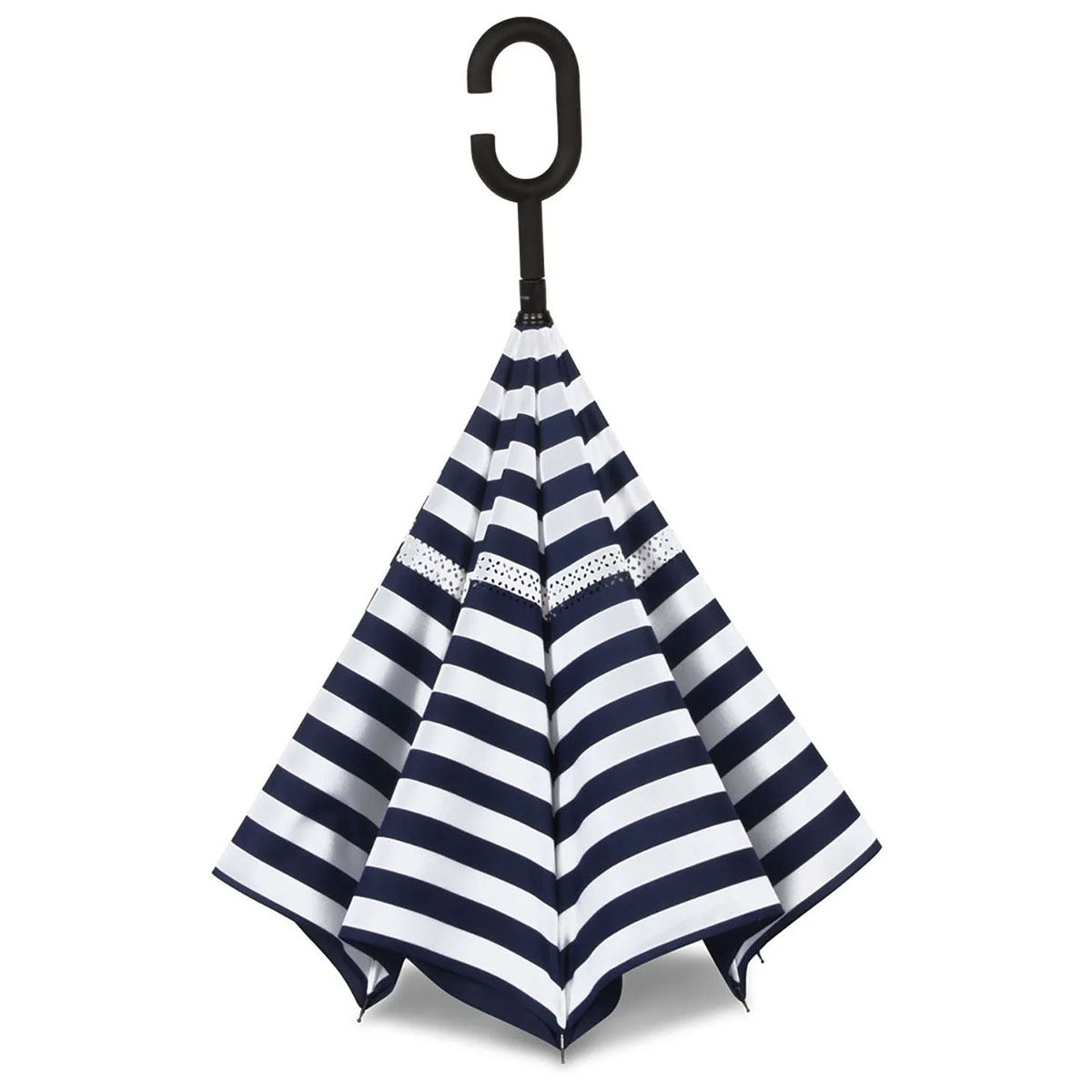 Shed Rain Navy/Navy Bond UnbelievaBrella 48" Reverse-Close Manual Stick Umbrella (Prints)