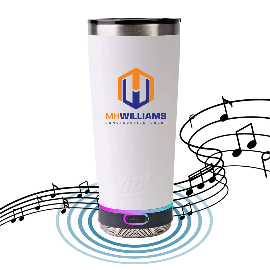 Vibe White 18oz Speaker Tumbler