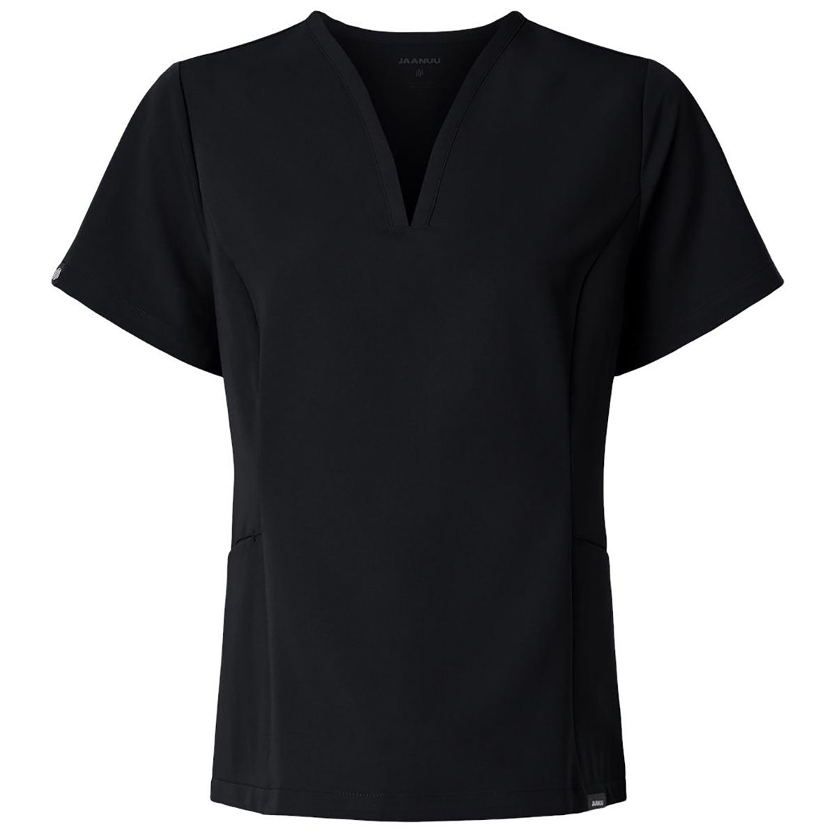 Jaanuu Women's Black Calix Fit & Flare Scrub V-Neck Top