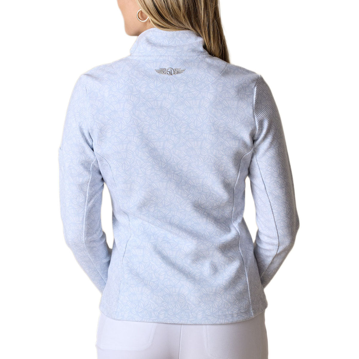 Straight Down Women's Leaves-Powder Blue Swing Jacket