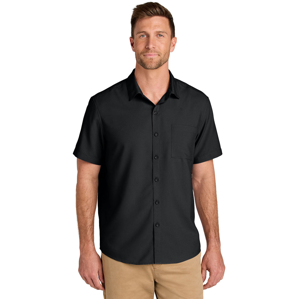 Port Authority Men's Deep Black Short Sleeve UV Dockside Shirt