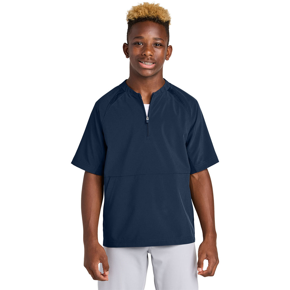 Sport-Tek Youth True Navy Repeat 1/2-Zip Short Sleeve Jacket