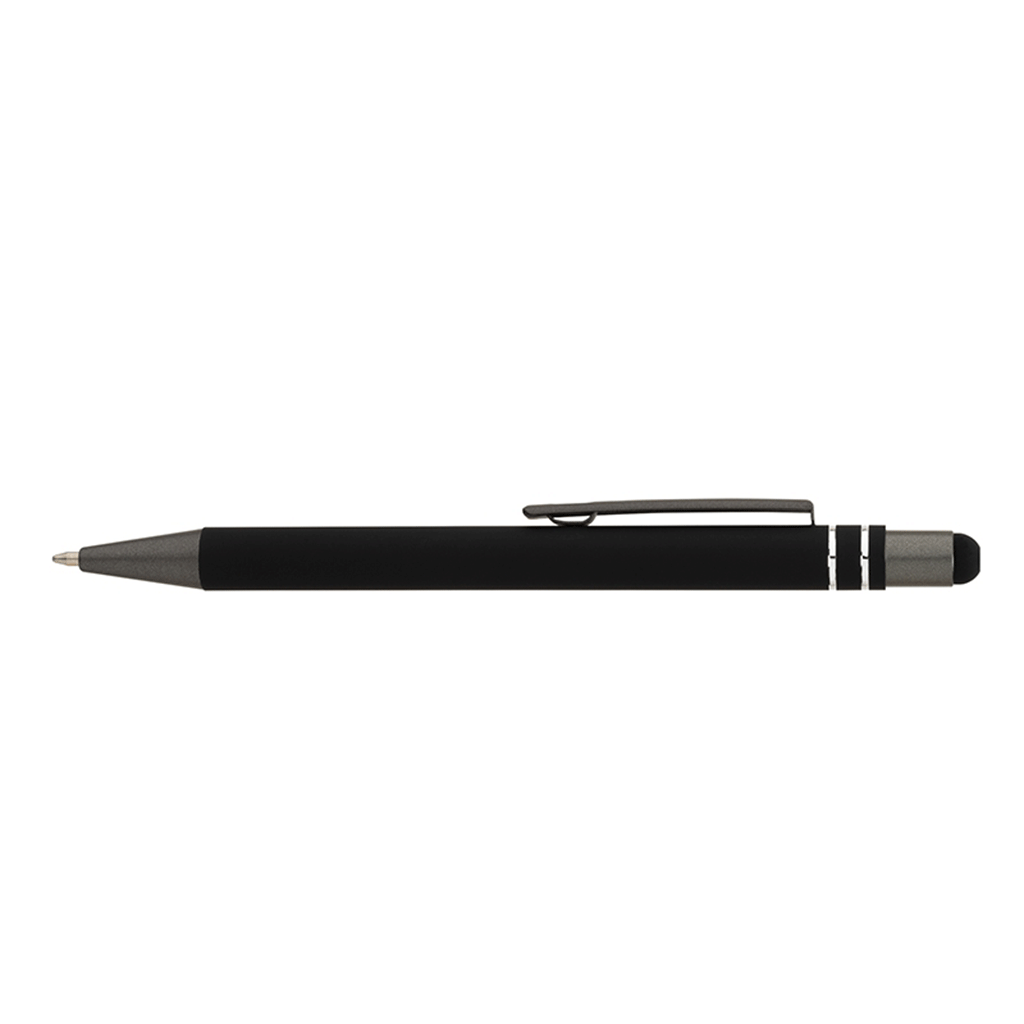 Logomark Black Silvana Soft-Touch Ballpoint Pen with Stylus