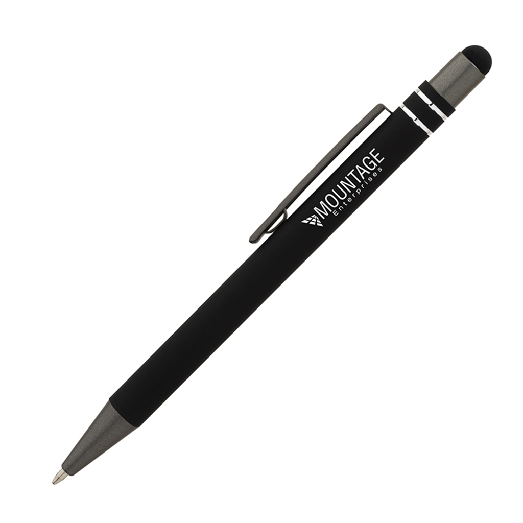 Logomark Black Silvana Soft-Touch Ballpoint Pen with Stylus
