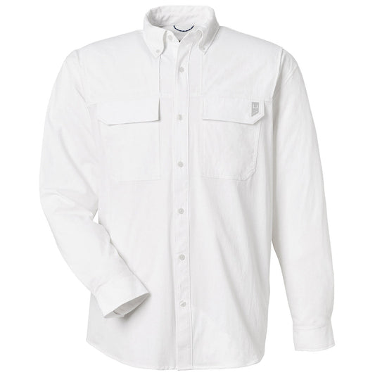 HUK Men's White Creekbed Long Sleeve Shirt