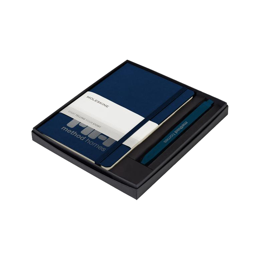 Moleskine Navy Blue/Sapphire Medium Notebook and GO Pen Gift Set