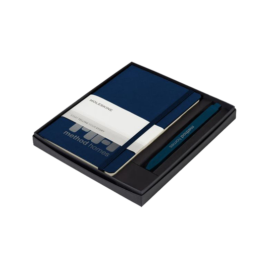 Moleskine Navy Blue/Sapphire Medium Notebook and GO Pen Gift Set
