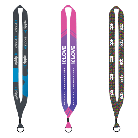 SnugZ USA 3/4" White Dye-Sublimated Lanyard with Metal Crimp & Metal Split Ring