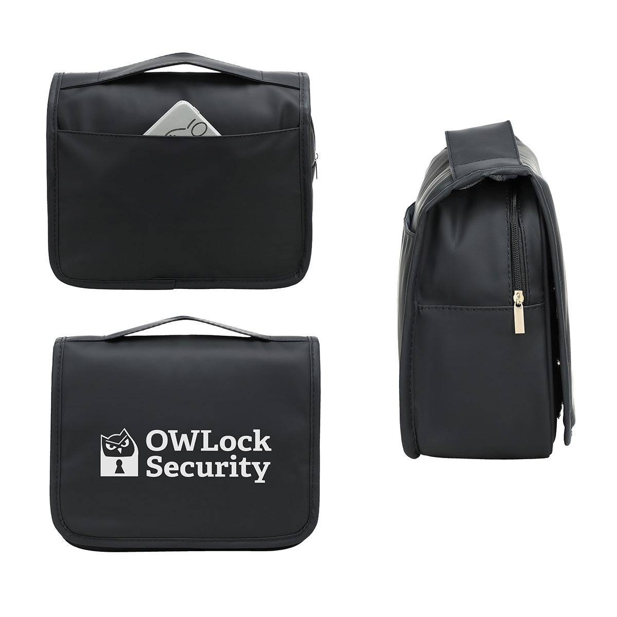 Ariel Premium Black Steward Soft Leatherette Toiletry Bag