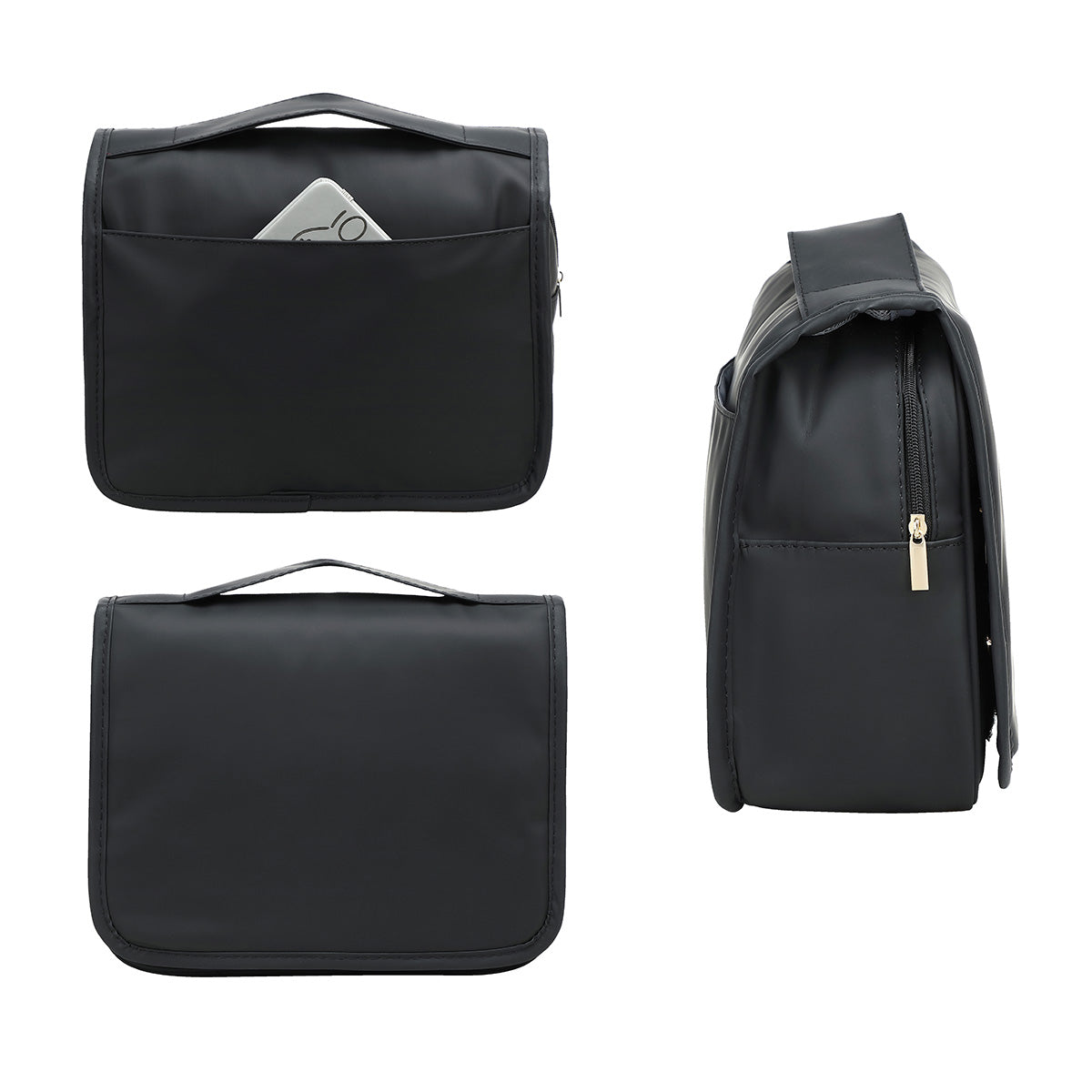 Ariel Premium Black Steward Soft Leatherette Toiletry Bag